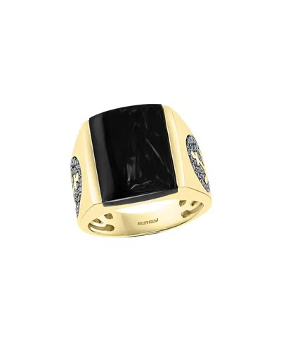 Effy Fine Jewelry 14k 1.62 Ct. Tw. Diamond & Black Agate Ring In Gold