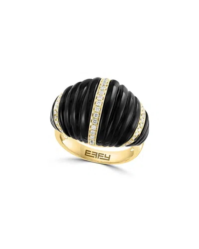 Effy Fine Jewelry 14k 16.24 Ct. Tw. Diamond & Onyx Ring In Gold