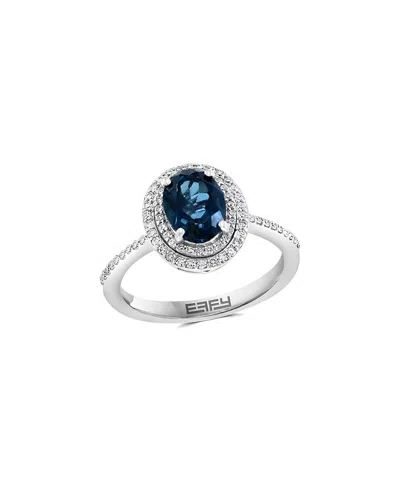 Effy Fine Jewelry 14k 1.66 Ct. Tw. Diamond & London Blue Topaz Ring