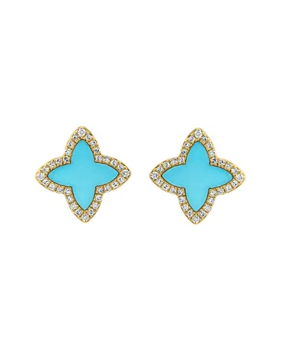 Effy Fine Jewelry 14k 1.67 Ct. Tw. Diamond & Turquoise Earrings