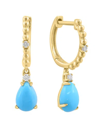 Effy Fine Jewelry 14k 1.67 Ct. Tw. Diamond & Turquoise Earrings In Gold