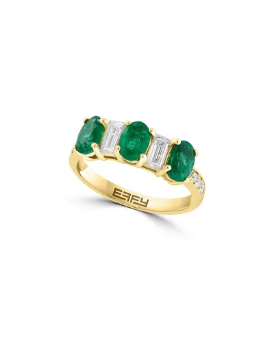 Effy Fine Jewelry 14k 1.69 Ct. Tw. Diamond & Emerald Ring In Gold