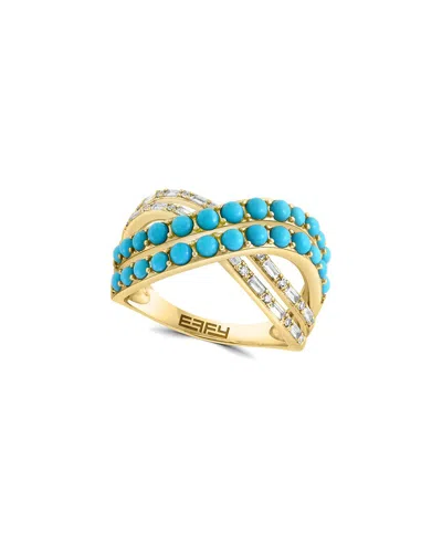 EFFY FINE JEWELRY EFFY FINE JEWELRY 14K 1.72 CT. TW. DIAMOND & TURQUOISE RING