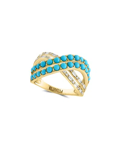Effy Fine Jewelry 14k 1.72 Ct. Tw. Diamond & Turquoise Ring