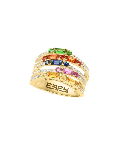 Effy Fine Jewelry 14k 1.76 Ct. Tw. Diamond & Multi Sapphire Ring