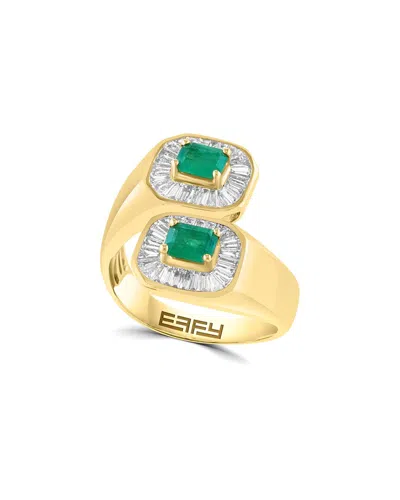 Effy Fine Jewelry 14k 1.77 Ct. Tw. Diamond & Emerald Ring In Multi