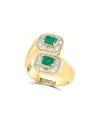 Effy Fine Jewelry 14k 1.77 Ct. Tw. Diamond & Emerald Ring In Multi