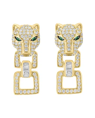 Effy Fine Jewelry 14k 1.78 Ct. Tw. Diamond & Emerald Earrings In Gold