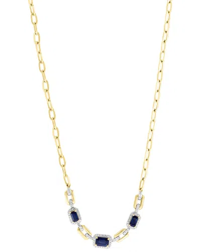 Effy Fine Jewelry 14k 1.78 Ct. Tw. Diamond & Sapphire Necklace In Gold