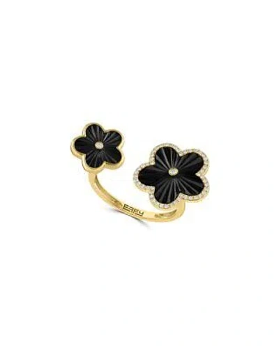 Pre-owned Effy Fine Jewelry 14k 1.79 Ct. Tw. Diamond & Onyx Ring Women's 7