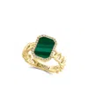 Effy Fine Jewelry 14k 1.80 Ct. Tw. Diamond & Malachite Ring In Green