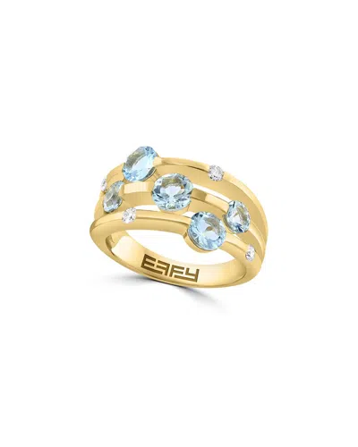 Effy Fine Jewelry 14k 1.83 Ct. Tw. Diamond & Aquamarine Ring In Gold