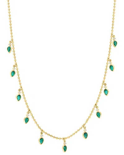 Effy Fine Jewelry 14k 1.91 Ct. Tw. Diamond & Emerald Necklace In Gray