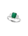 Effy Fine Jewelry 14k 1.91 Ct. Tw. Diamond & Emerald Ring In Green