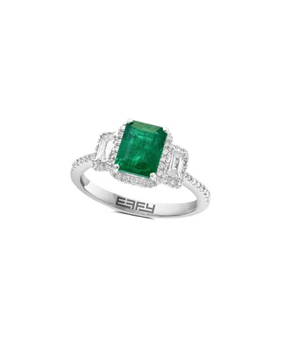 Effy Fine Jewelry 14k 1.91 Ct. Tw. Diamond & Emerald Ring In Green