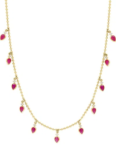Effy Fine Jewelry 14k 1.91 Ct. Tw. Diamond & Ruby Necklace In Pink