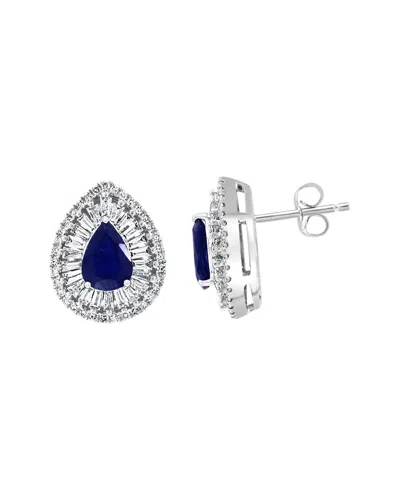 Effy Fine Jewelry 14k 2.06 Ct. Tw. Diamond & Sapphire Earrings In Metallic