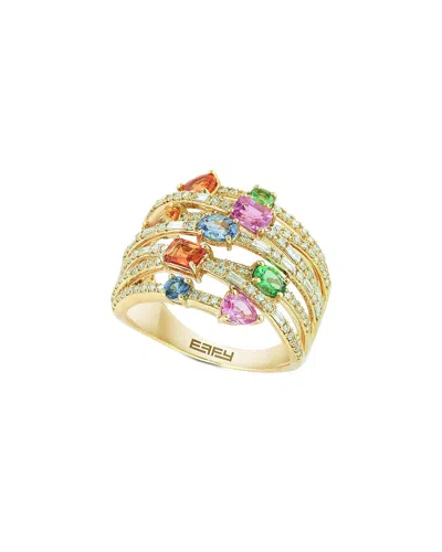 Effy Fine Jewelry 14k 2.14 Ct. Tw. Diamond & Tsavorite, Multi Sapphire Ring