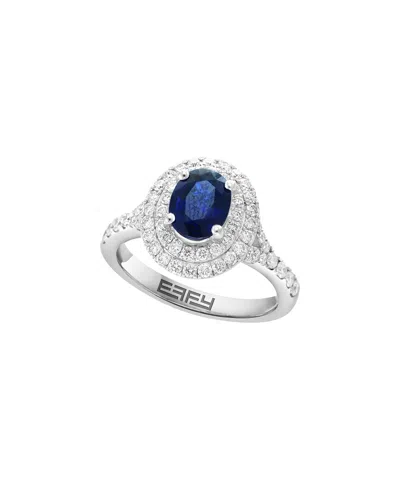 Effy Fine Jewelry 14k 2.22 Ct. Tw. Diamond & Sapphire Ring In Metallic