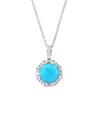 Effy Fine Jewelry 14k 2.22 Ct. Tw. Diamond & Turquoise Pendant In Metallic