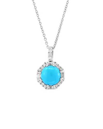 Effy Fine Jewelry 14k 2.22 Ct. Tw. Diamond & Turquoise Pendant
