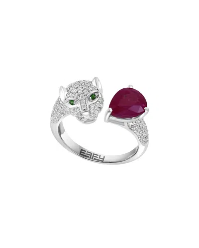Effy Fine Jewelry 14k 2.28 Ct. Tw. Diamond & Ruby, Tsavorite Ring In Neutral