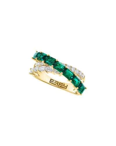 Effy Fine Jewelry 14k 2.30 Ct. Tw. Lab-grown Diamond & Lab-grown Emerald Ring In Green