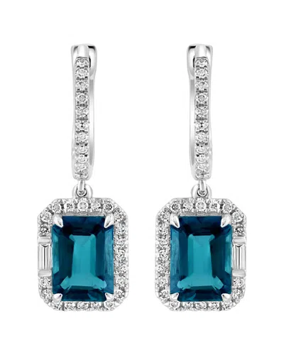 Effy Fine Jewelry 14k 2.39 Ct. Tw. Diamond & London Blue Topaz Earrings