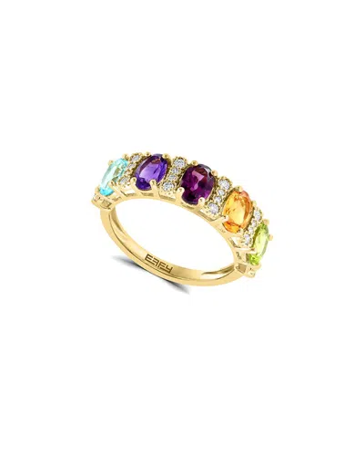 Effy Fine Jewelry 14k 2.40 Ct. Tw. Diamond & Amethyst, Blue Topaz, Citrine,  Rhodolite, Peridot Ring