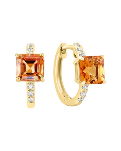 Effy Fine Jewelry 14k 2.54 Ct. Tw. Diamond & Citrine Earrings In Gold