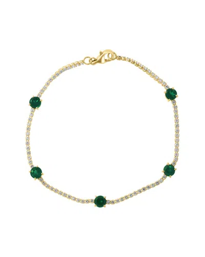 Effy Fine Jewelry 14k 2.56 Ct. Tw. Lab-grown Diamond & Lab-grown Emerald  Bracelet In Gold