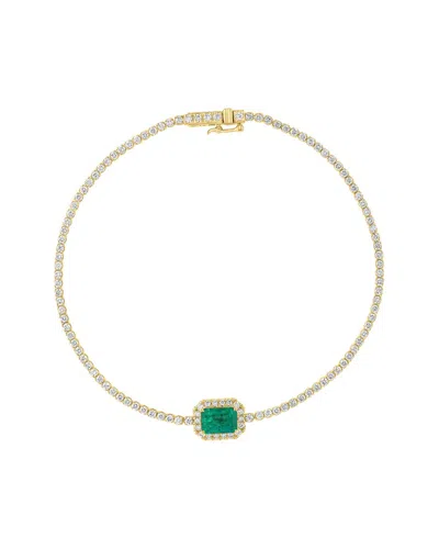 Effy Fine Jewelry 14k 2.58 Ct. Tw. Diamond & Emerald Bracelet In Pattern