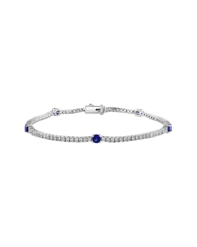 Effy Fine Jewelry 14k 2.61 Ct. Tw. Lab-grown Diamond & Lab-grown Sapphire  Bracelet In Metallic
