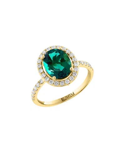 Effy Fine Jewelry 14k 2.76 Ct. Tw. Lab-grown Diamond & Lab-grown Emerald Ring In Gold