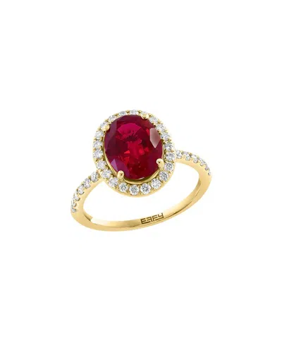 Effy Fine Jewelry 14k 2.76 Ct. Tw. Lab-grown Diamond & Lab-grown Ruby Ring In Gold