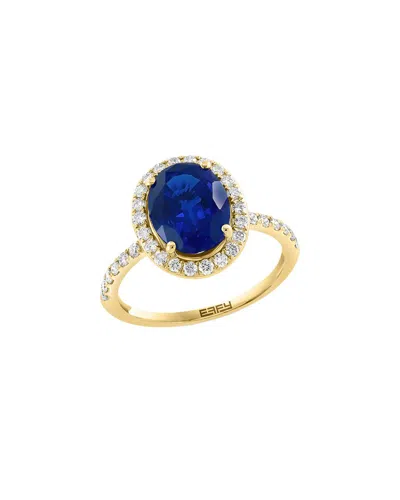 Effy Fine Jewelry 14k 2.76 Ct. Tw. Lab-grown Diamond & Lab-grown Sapphire Ring In Gold