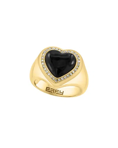 Effy Fine Jewelry 14k 2.97 Ct. Tw. Diamond & Onyx Ring In Gold