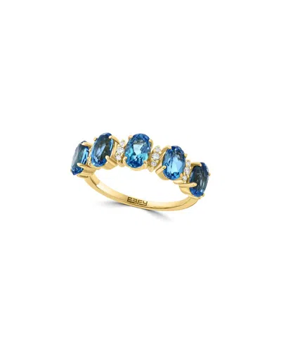 Effy Fine Jewelry 14k 3.04 Ct. Tw. Diamond & London Blue Topaz Ring In Multi