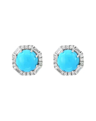 Effy Fine Jewelry 14k 3.05 Ct. Tw. Diamond & Turquoise Earrings