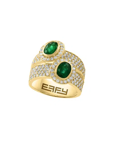 Effy Fine Jewelry 14k 3.08 Ct. Tw. Diamond & Emerald Ring In Gold