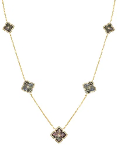 Effy Fine Jewelry 14k 3.33 Ct. Tw. Diamond & Mother Of Pearl Necklace In Gold