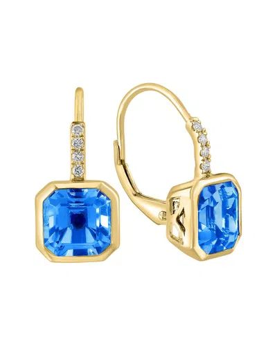 Effy Fine Jewelry 14k 3.36 Ct. Tw. Diamond & Blue Topaz Earrings In Gold