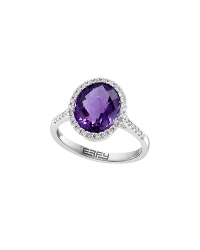 Effy Fine Jewelry 14k 3.56 Ct. Tw. Diamond & Amethyst Ring In Metallic