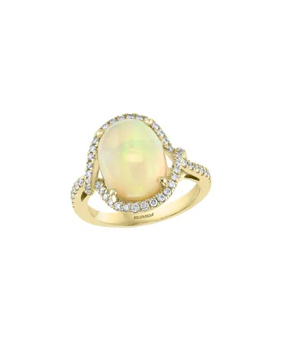 Effy Fine Jewelry 14k 3.60 Ct. Tw. Diamond &  Opal  Ring In Gold