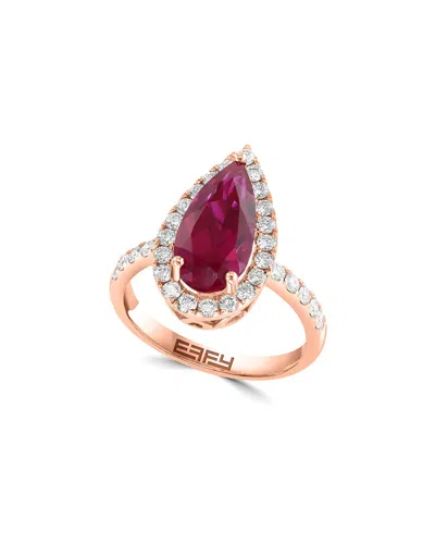 Effy Fine Jewelry 14k 3.65 Ct. Tw. Lab-grown Diamond & Lab-grown Ruby Ring In Gold
