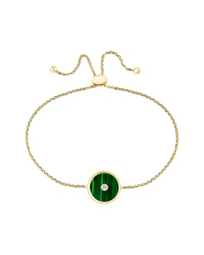 Effy Fine Jewelry 14k 3.86 Ct. Tw. Diamond & Malachite Bracelet In Gold