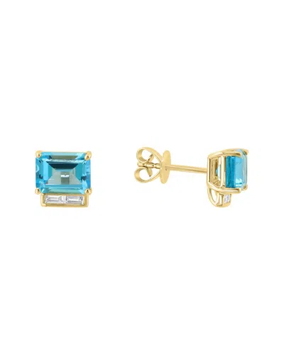 Effy Fine Jewelry 14k 3.96 Ct. Tw. Diamond & Blue Topaz Earrings In Gold