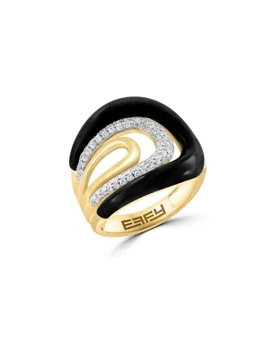 Effy Fine Jewelry 14k 3.98 Ct. Tw. Diamond & Onyx Ring In Gold