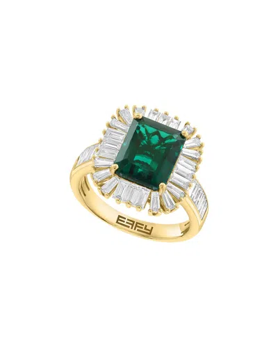 Effy Fine Jewelry 14k 4.17 Ct. Tw. Lab-grown Diamond & Lab-grown Emerald Ring In Gold