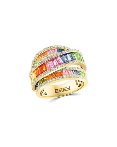 EFFY FINE JEWELRY EFFY FINE JEWELRY 14K 4.20 CT. TW. DIAMOND & MULTI SAPPHIRE CZ RING